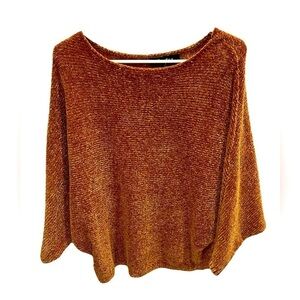 Sweet Rain Gold Velvet Sweater Stretch Knit Size Small